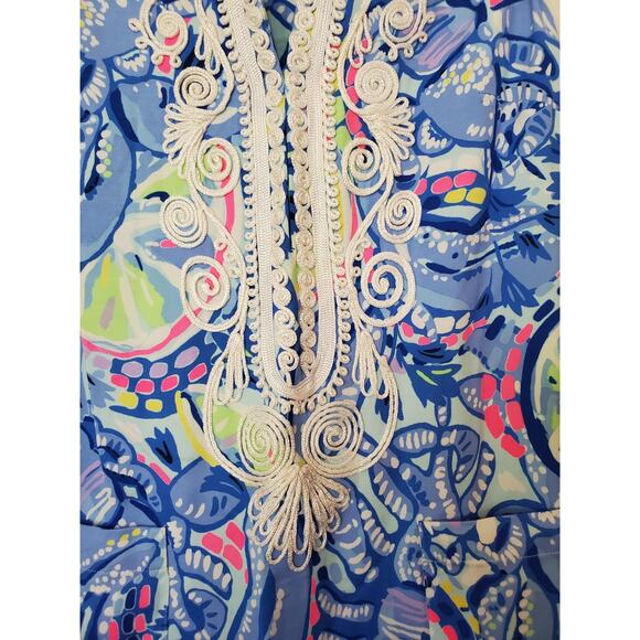 Lilly Pulitzer Carlotta Blue Peri Pinch Corded Lace Shift Midi Dress, Size 2 - Picture 4 of 12